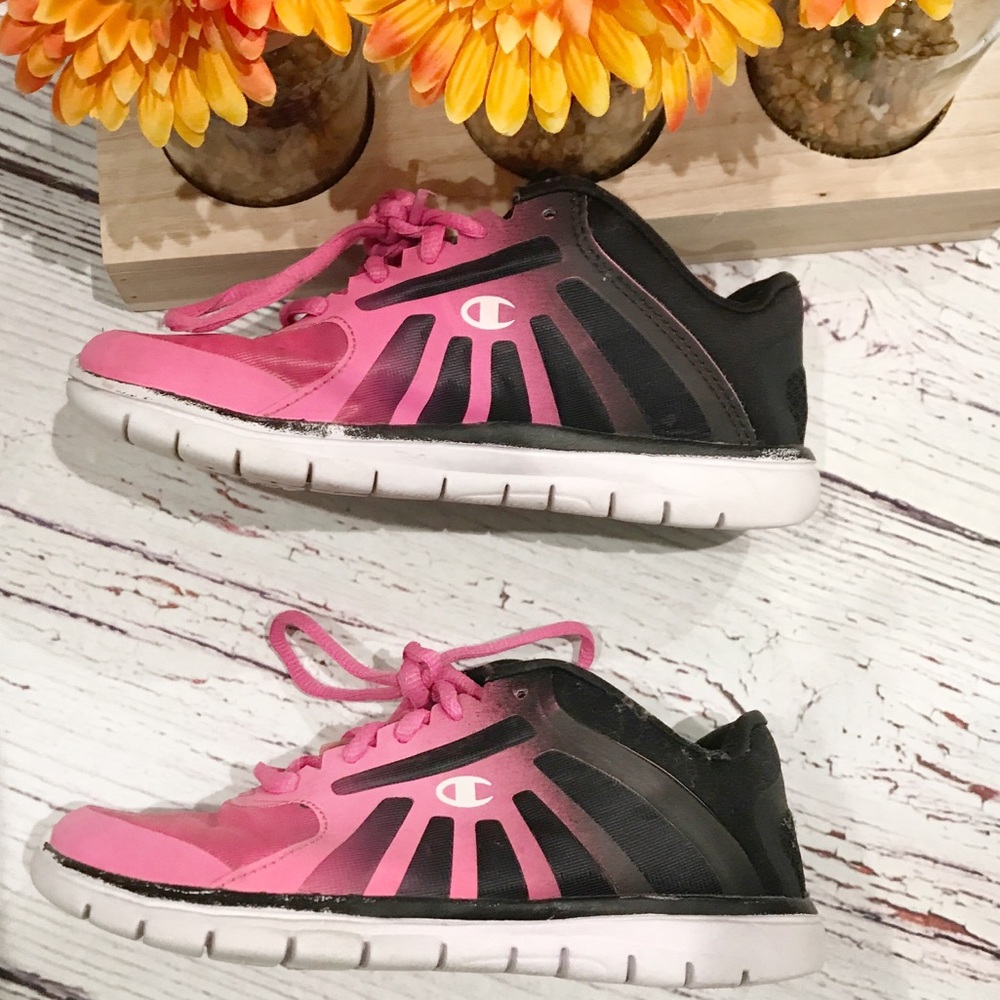 Girls pink/black Champion sneakers - Picture 4 of 8